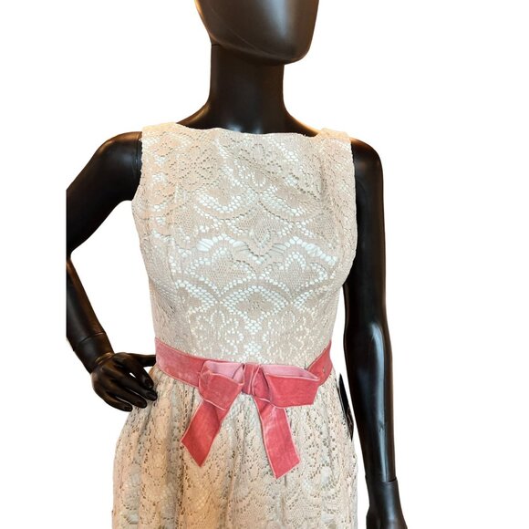 Vintage 60s Cream Cotton Lace Sheath Dress - Picture 2 of 6